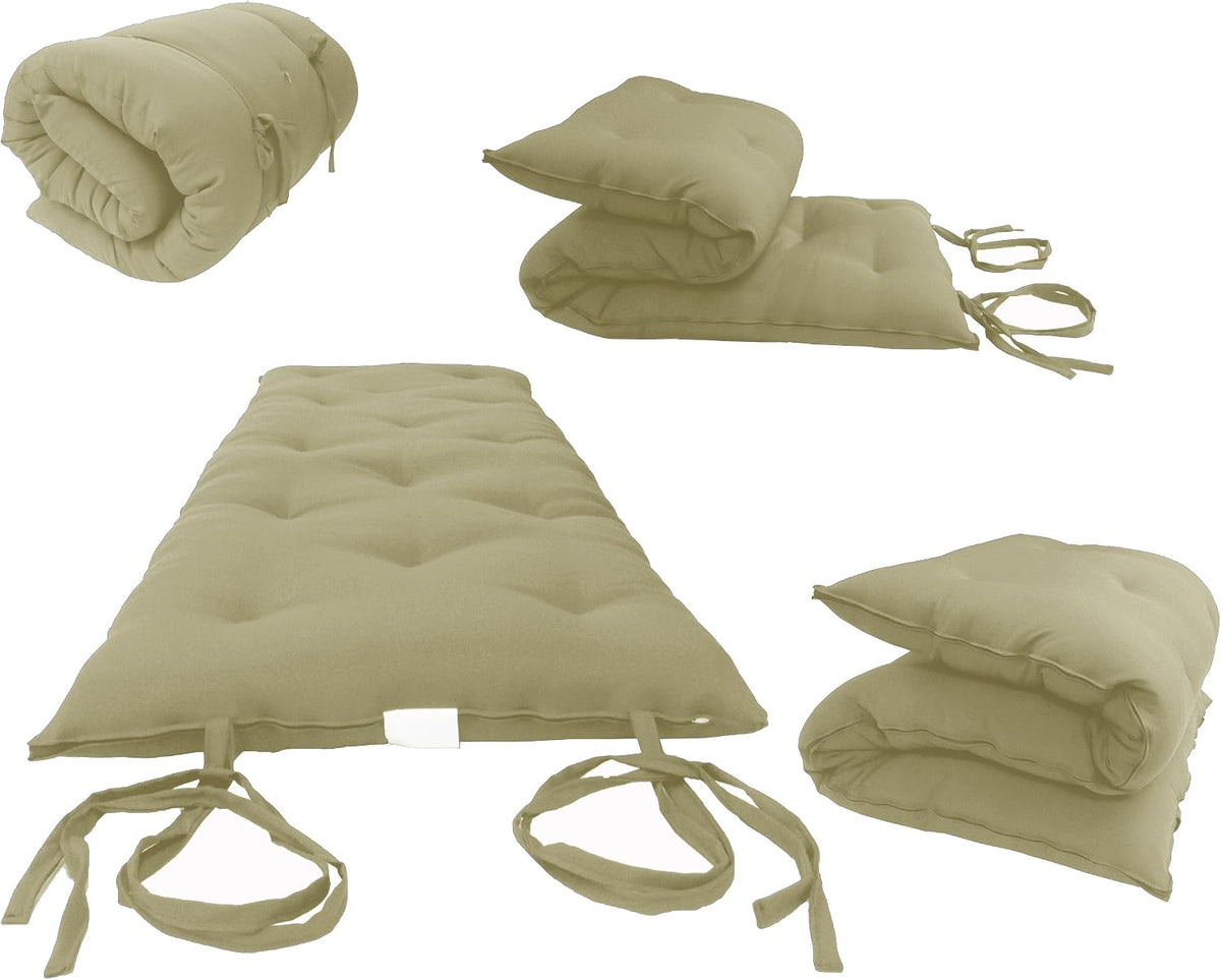 D&D Futon Furniture Queen Size Tan Traditional Japanese Floor Mattresses, Cotton/Foam/Polyester Shikifuton, Tatami, Bed, 80 x 60 x 3