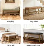 VKNOW Entryway Bench, 44.4" Upholstered Storage Shoe Bench for Entryway Bedroom, Shoe Rack Bench with Rubberwood Legs, Modern End of Bed Bench for Living Room and Hallway, Orange