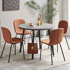 Set of 4 Dining Kitchen Mid-Century Modern Chairs with Metal Legs and PU Leather Cushion for Dining Room, Living Room, Brown