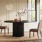 Tribesigns 47.24" Black Round Dining Table for 4-6 People | Modern Fluted MDF + Metal Base Kitchen Table, Sturdy Circle Dining Room Furniture, Easy Assembly, Black
