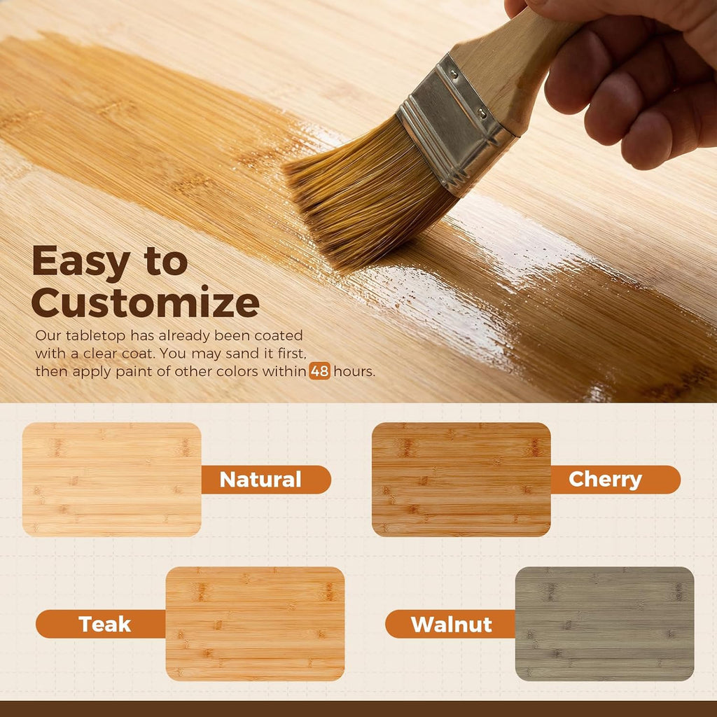 24" x 25" Butcher Block Countertop, 1.2 Inch Thick Solid Bamboo Desktop, Replacement Tabletop for Desk, Dining Table, Coffee Table, DIY Furniture, Natural Bamboo Finish
