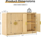 Decofy 55" Buffet Sideboard Cabinet, Mid Century Modern Console Cabinet with Wavy Grain Doors & Adjustable Shelves for Kitchen Cabinets, Living Room, Entryway, Coffee Bar Cabinet, Natural Oak