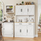 Shintenchi Pantry Cabinet with Charging Station, 70” Tall Kitchen Storage Cabinet with Microwave Stand, Storage Drawers & Adjustable Shelves, Large Capacity Kitchen Hutch for Dining Room, White