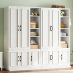 LIKIMIO Armoire Wardrobe Closet 70" H, 5 Doors for Bedroom, White | Wooden Wardrobe with 4 Storage Shelves and Hanging Rod, Clothing Storage Cabinet Organizer Combination