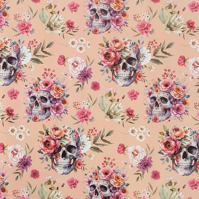 Aimyoo Gothic Wrapping Paper Roll, 17 Inch X 16.5 Fee Skull Floral Berry Design Gift Wrap Paper for Mother's Day, Birthday Bridal Shower