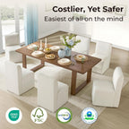CHITA Dining Chairs with Casters Set of 4, Fully Assembled, Linen | FSC Certified Upholstered Armless Modern Rolling Dining Chairs with Rollers for Bedroom Reading Room Living Room