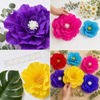 ANSOMO Bright Paper Flowers Artificial Crepe Tissue Wall Décor Fiesta Mexican Cinco De Mayo Wedding Birthday Bridal Baby Shower Classroom Luau Hawaiian Party Decorations