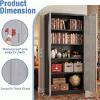 71-Inch Lockable Metal Storage Cabinet, Black and Gray | 15.75"D x 31.50"W x 70.87"H; 4 adjustable shelves; 120 lb per shelf; lock with 2 keys; assembly required.
