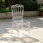 Clear Acrylic Napoleon Chair for Dining, Weddings and Events | Modern Acrylic Seat, Plastic Transparent Crystal Chairs, Armless See Through Chair for Vanities, Banquets, Kitchens