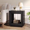 Tribesigns Rustic Brown End Table, 24" Side Table with Storage Shelf, Farmhouse Style Nightstand Bedside Table (1, Black)