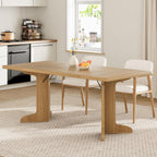 Garvee 71" Large Dining Table for 6 to 8 People, Modern Dinner Table with Unique Wooden Legs, Rectangle Dining Table for Kitchen, Dining Room & Living Room, Oak