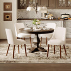 MALOL Dining Room Chair Set of 6, Upholstered Kitchen Chairs with Wood Legs, High-Back Padded Dining Chairs for Dining Room/Restaurant/Cafe, Beige