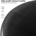 HULALA HOME Genuine Leather Swivel Barrel Accent Chairs Set of 2, Black | Transitional Round Swivel Accent Chair with Solid Wood Base, No Assembly Required, for Living Room Bedroom Reading Relaxation