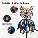 Kircust Solar Wind Spinner, Extra-Large Tulip Garden Windmill Spinners with LED Lighting Solar Powered Glass Ball, Kinetic Metal Sculpture for Outdoor Yard Lawn Patio Decorations