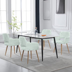 KCC Small Modern Dining Room Arm Chairs for Kitchen 1 PC,Blue | Mid-Century Upholstered Corduroy Fabric Side Seat Club Guest with Metal Tube Legs