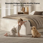 ADORNEVE Cloud Bed Frame Queen with 49.2” Tall Wingback Headboard, Beige