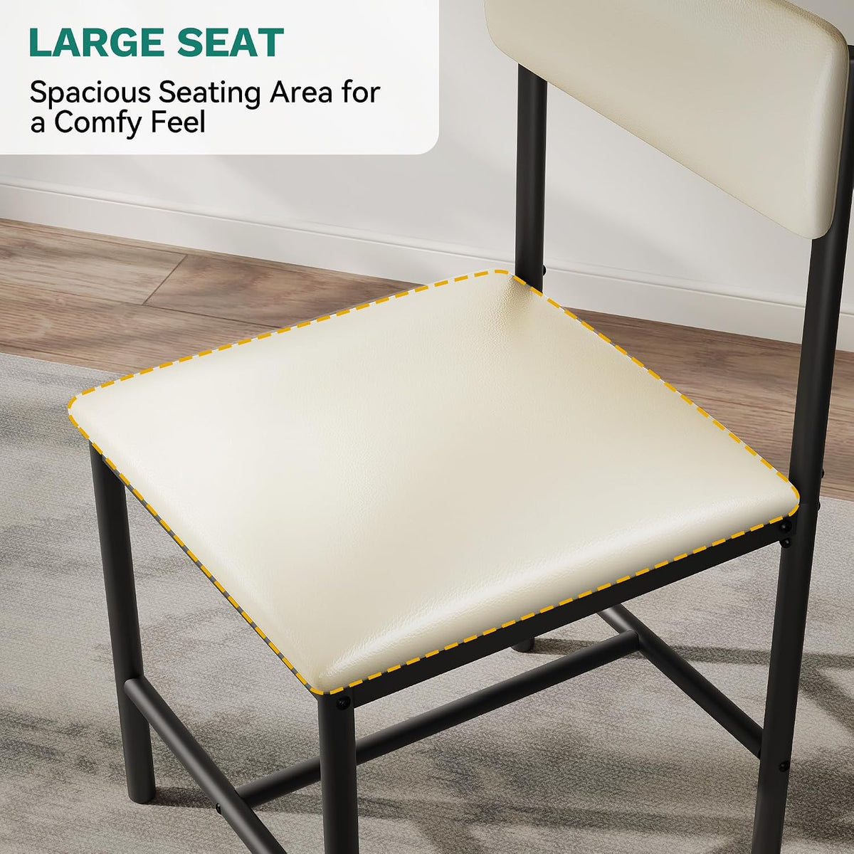 YITAHOME Dining Room Chairs Set of 4, Modern Kitchen Chairs with Upholstered Faux Leather Cushion Seat Backrest & Heavy Duty Metal Leg, for Kitchen, Living Room, Restaurant, White
