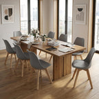 Dining Chairs Set of 4, PU Leather Kitchen Chairs,Wood Legs (Gray, 4 PC) | Mid-Century Modern, Upholstered Dining Room Chairs ,Padded Seat,Tulip Chair,Cushion, for Living room, Bedroom ,Dining Room