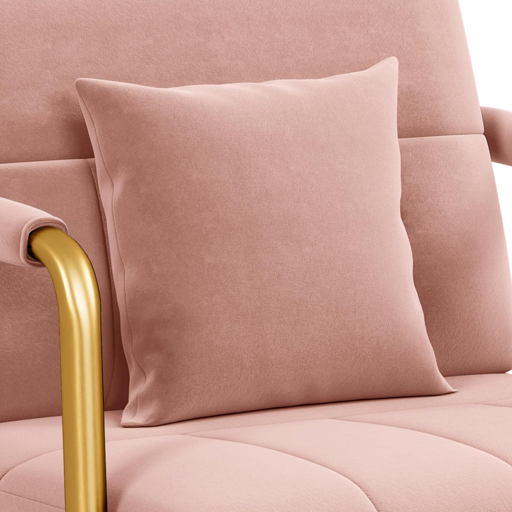 Yaheetech 30" Accent Chair Velvet Armchair with Golden Frame, Pink | Velvet Accent Chair Oversized Armchair Living Room Chair with Gold-Tone Metal Frame for Living Room, Home Office, Bedroom