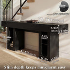 79" Entryway Console Table with Outlets & Storage-Black | 5.9" Thick Top,Zero Wobble,Behind Large Couch,Extra Long,Anti-Tip,Modern Farmhouse,Dense MDF,Living Room,Hallway,300lbs Load