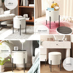 Round Ottoman with Storage, Boucle Storage Ottoman, Foot Stool Ottoman, Makeup Vanity Stool, Small Ottomans Foot Rest, Modern Ottomans for Living Room and Bedroom, Cream