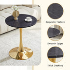 Round Dining Table, 23.6" Circle Tulip Table with Thickened Tabletop & Metal Pedestal, Mid Century Modern Bistro Table for Kitchen, Small Places, Living Room