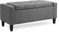Gray Storage Ottoman with Linen Cover