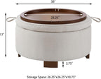 30'' Round Ottoman with Storage, Oversized Ottoman Coffee Table with Reversible Lid and Wooden Legs, Boucle Upholstered Tufted Footstool, Dual-Purpose Seat & Table for Living Room Bedroom, Beige