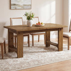 63-Inch Farmhouse Dining Table, Solid Wood Kitchen Table for 4-6 People, Large Wooden Rectangular Dinner Tables for Dining Room, Easy Assembly