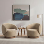 KISLOT Swivel Accent Chair Modern Round Barrel Armchair with Upholstered Performance Fabric for Living Room Bedroom Waitingroom,1 Box,Brown