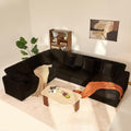 GOSUHI 139" U-Shaped Cloud Couch, Modular Sectional, Deep Seats, Black | Pocket Spring Cushions, Oversized 7-Seater, Right Facing Chaise, Corduroy Upholstery Couches for Living Room