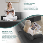 121" Couch, U Shaped Sofa, Sectional Couches for Living Room | Couches for Living Room, Cloud deep seat,modular sectional sofa, Converts to sleeper w/ Oversized ottoman（Grey)