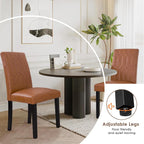 VECELO Upholstered Dining Chairs Set of 6, Modern PU Leather Accent Parsons, Solid Wood Legs w/Rubber Footpads, for Living Room Kitchen, Brown