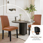 VECELO Upholstered Dining Chairs Set of 2, Modern PU Leather Accent Parsons, Solid Wood Legs w/Rubber Footpads, for Living Room Kitchen, Brown