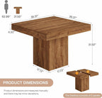Tribesigns 39-Inch Square Dining Table for 4, Farmhouse Small Kitchen Dinner Eating Table with Sturdy Pedestal Base, Wooden Dining Room Furniture for Dining Room, Kitchen, Apartments (Walnut)
