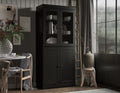 Palace Imports Solid Wood Tall Pantry Cabinet – 71.5" H x 32" W – Black Wooden Storage Cabinet for Kitchen w/Clear Glass/Shaker Doors & 4 Adjustable Shelves, 100% Eco-Friendly Wood, Made in Brazil