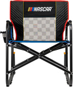 GCI Outdoor NASCAR Freestyle XL Rocker Camping & Sideline Sports Chair | Portable Folding Rocking Chair with Durable Armrests & Drink Holder | Great for Big and Tall, Black