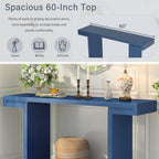 Quarte 60-Inch Modern Console Table with Geometric Clean Lines Design, Spacious Entryway Table for Hallway, Living Room & Office (Navy Blue/60)