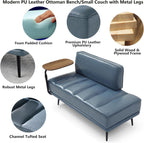 Aoowow PU Leather Ottoman Bench for Living Room,55" Channel Tufetd Small Loveseat Sofa Couch with Adjustable Wooden Stand,Modern Bedroom Benches for Bed End,Entryway,Window.