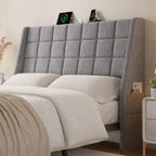 ONBRILL Queen Headboard Only with Charging Station, Soft Chenille Fabric