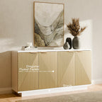 Walsham Buffet Cabinet Sideboard, 63.1" Fluted Accent Storage Cabinet with 4 Doors and Shelves, Credenza Cupboard Console for Living Room Kitchen Hallway, Weathered Oak