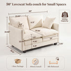 KYJ Loveseat Sofa, Cloud Love Seat Couch 3 Layer Cushion for Small Spaces | 50" Chenille Small Sofa, 27" Deep Seat, 2 Washable Pillow, in a Box for Bedroom & Living room, Singles, Couple & Kid, Beige