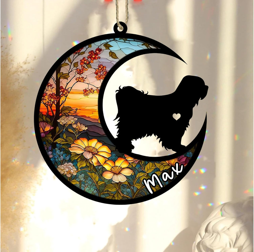 Personalized Dog Memorial, Custom Name Tibetan Terrier Dog Christmas Ornament with Name, Custom Breeds, Pet Loss Light Catcher, Gifts for Lovers Loss of Pet Sympathy on Mothers Day Christmas