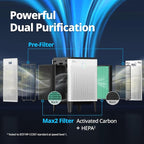 COWAY Air Purifier for Large Room Whole Home Up to 3,120ft², HEPA Filter for Smoke, Allergies, Pet Dander, Odor, App-Enabled, AQI, Smart Mode, Timer, 5yr Warranty, Airmega 400S Graphite