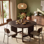 Solid Wood Square Dining Table for 4, 47.24-Inch Farmhouse Kitchen Dinner Table, Sturdy Rustic Dining Room Furniture, Table Only, Walnut