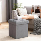 Storage Ottoman Footrest Stool Small Ottoman with Storage,35 Inches Foldable Ottomans Foot Rest Footstool Bench Ottoman with Storage Bench for Living Room Bedroom Dark Grey（15Wx15Dx15H
