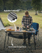 Gonex 50" Camping Table, Roll Up Aluminum Folding Picnic Beach Table | Adjustable Height Legs for Uneven Ground, 132 lbs Capacity, Mesh Pocket, Fit 4-6 people, Easy Setup, RV Car Camping, BBQ