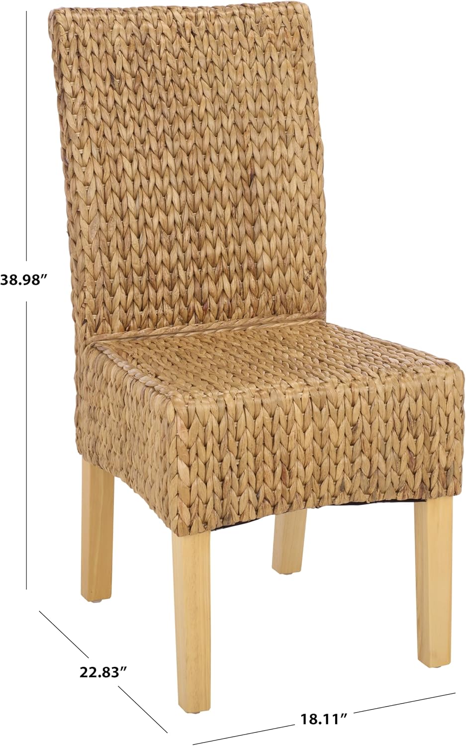 SAFAVIEH Furniture - Luz Dining Chair Set of 2 - Coastal Design - Natural Pine Solid Wood - Ideal for Dining Room, Kitchen, 18.5" Seat Height (SEA8016C-SET2)