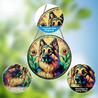 Stained Glass Dog Memorial Suncatcher,German Shepherd Window Hanging,Sympathy Gifts for Pet Loss,7.9 inch/20 cm Home and Garden Decor for Dog Lovers (German Shepherd)