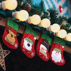 Shappy 12 Pcs Mini Christmas Stockings Bulk 7" Small Felt Christmas Stockings Snowman Polar Bear Santa Claus Reindeer, Candy for Xmas Tree Fireplace Family Pet Party Favors Gift(Green,Sequins)
